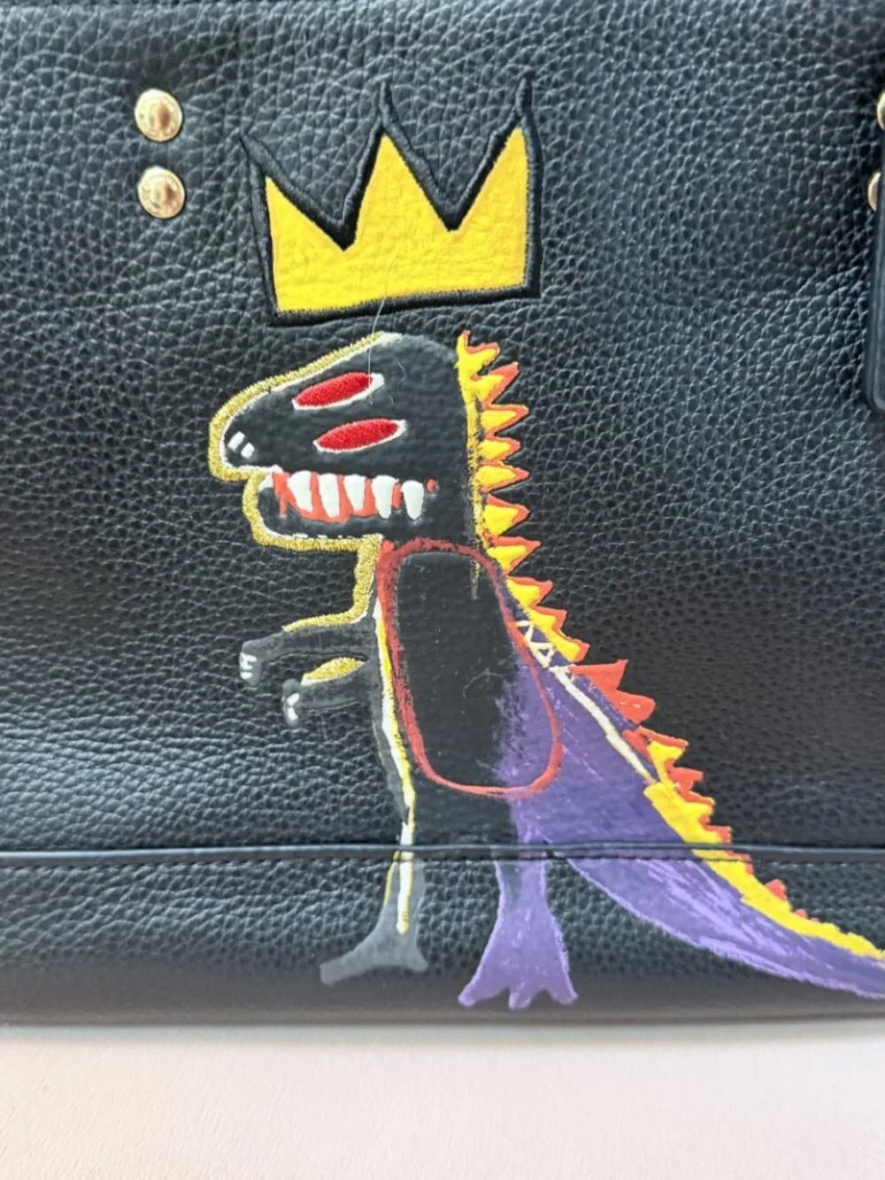 RARE Coach x Jean-Michel Basquiat Dempsey Carryall C5661 Black Leather